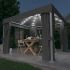 Pavilion cu perdele si șiruri lumini LED, alb crem, 3x3 m GartenMobel Dekor