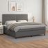 Pat box spring cu saltea, alb, 200x200 cm, piele ecologică GartenMobel Dekor