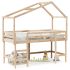 Pat etajat cu scară și acoperiș, alb, 90x200 cm, lemn masiv pin GartenMobel Dekor