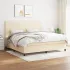 Pat box spring cu saltea, crem, 90x190 cm, textil GartenMobel Dekor