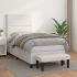 Pat box spring cu saltea, alb, 90x190 cm, piele ecologică GartenMobel Dekor