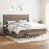 Pat box spring cu saltea, gri deschis, 200x200 cm, textil GartenMobel Dekor