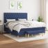 Pat box spring cu saltea, albastru, 180x200 cm, material textil GartenMobel Dekor