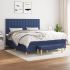 Pat box spring cu saltea, albastru, 200x200 cm, textil GartenMobel Dekor