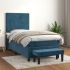Pat box spring cu saltea, gri deschis, 100x200 cm, catifea GartenMobel Dekor