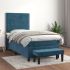 Pat box spring cu saltea, albastru închis, 120x200 cm, catifea GartenMobel Dekor