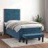 Pat box spring cu saltea, albastru închis, 120x200 cm, catifea GartenMobel Dekor