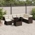 Set mobilier de grădină cu perne, 9 piese, negru, poliratan GartenMobel Dekor