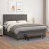 Pat box spring cu saltea, gri, 90x190 cm, piele ecologică GartenMobel Dekor
