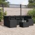 Set canapele de grădină cu perne, 7 piese, negru, poliratan GartenMobel Dekor