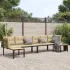 Set canapea de grădină, 4 piese, cu perne, negru, oțel vopsit GartenMobel Dekor