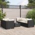 Set mobilier de grădină cu perne, 7 piese, negru, poliratan GartenMobel Dekor