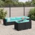 Set mobilier de grădină cu perne, 8 piese, negru, poliratan GartenMobel Dekor