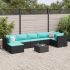 Set mobilier de grădină cu perne, 8 piese, negru, poliratan GartenMobel Dekor
