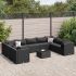 Set mobilier de grădină cu perne, 10 piese, negru, poliratan GartenMobel Dekor