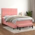 Pat box spring cu saltea, roz, 120x200 cm, catifea GartenMobel Dekor