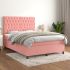 Pat box spring cu saltea, roz, 140x200 cm, catifea GartenMobel Dekor