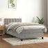Pat box spring cu saltea, gri deschis, 80x200 cm, catifea GartenMobel Dekor