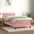 Pat box spring cu saltea, roz, 100x200 cm, catifea GartenMobel Dekor