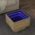 Masă laterală cu LED, alb, 40x40x30 cm, lemn prelucrat GartenMobel Dekor