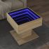 Măsuță de cafea cu LED, alb, 50x50x45 cm, lemn prelucrat GartenMobel Dekor