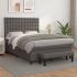 Pat box spring cu saltea, gri, 90x190 cm, piele ecologică GartenMobel Dekor