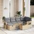 Set canapele de grădină cu perne, 7 piese, negru, poliratan GartenMobel Dekor
