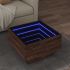 Măsuță de cafea cu LED, alb, 50x50x30 cm, lemn prelucrat GartenMobel Dekor