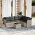 Set canapele de grădină cu perne, 7 piese, negru, poliratan GartenMobel Dekor