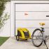 Remorcă de bicicletă animale companie galben textil oxford/fier GartenMobel Dekor