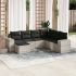 Set canapele de grădină cu perne, 7 piese, negru, poliratan GartenMobel Dekor