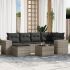 Set canapele de grădină cu perne, 7 piese, negru, poliratan GartenMobel Dekor