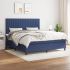 Pat box spring cu saltea, albastru, 80x200 cm, textil GartenMobel Dekor