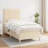Pat box spring cu saltea, crem, 160x200 cm, material textil GartenMobel Dekor