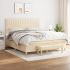 Pat box spring cu saltea, crem, 160x200 cm, material textil GartenMobel Dekor