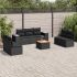 Set mobilier de grădină cu perne, 8 piese, negru, poliratan GartenMobel Dekor