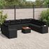 Set canapele de grădină cu perne, 11 piese, negru, poliratan GartenMobel Dekor