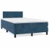 Pat box spring cu saltea, albastru închis, 90x200 cm, catifea GartenMobel Dekor