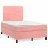 Pat box spring cu saltea, roz, 100x200 cm, catifea GartenMobel Dekor