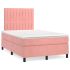 Pat box spring cu saltea, roz, 200x200 cm, catifea GartenMobel Dekor