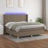 Pat cu arcuri, saltea și LED, gri taupe, 140x190 cm, textil GartenMobel Dekor