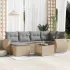 Set canapele de grădină cu perne, 7 piese, negru, poliratan GartenMobel Dekor