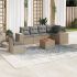 Set canapele de grădină cu perne, 7 piese, negru, poliratan GartenMobel Dekor