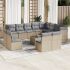 Set mobilier de grădină cu perne, 13 piese, negru, poliratan GartenMobel Dekor