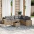 Set canapele de grădină cu perne, 7 piese, negru, poliratan GartenMobel Dekor