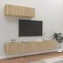 Set comodă TV Pe perete 3 pcs Stejar Negru Lemn compozit GartenMobel Dekor