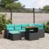 Set canapele de grădină cu perne, 11 piese, negru, poliratan GartenMobel Dekor