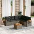 Set canapele de grădină cu perne, 7 piese, negru, poliratan GartenMobel Dekor