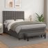 Pat box spring cu saltea, gri, 90x190 cm, piele ecologică GartenMobel Dekor