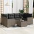 Set canapele de grădină cu perne, 7 piese, negru, poliratan GartenMobel Dekor